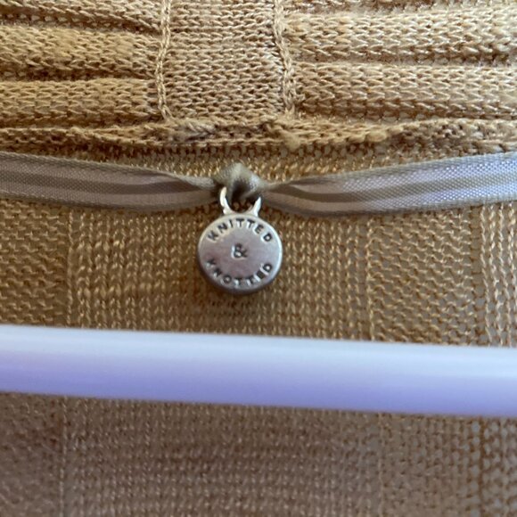 Vintage Anthropologie Knitted & Knotted Gold Cardigan Sweater MED - Picture 3 of 10